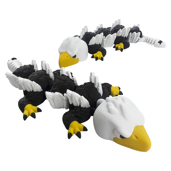8" 3D Printed Bald Eagle Dragon – Articulated Flexi Eagle Dragon – Patriotic Fantasy Collectible & Fidget Toy