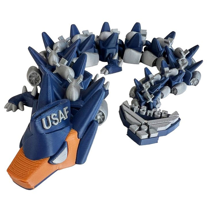 18" 3D Printed USAF Dragon – U.S. Air Force Articulated Flexi Dragon – Military Aviation Collectible Figure