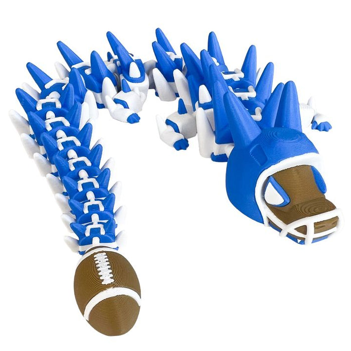 18" 3D Printed Football Dragon – Articulated Helmet Dragon with Football Tail – Sports Collectible Fantasy Figure