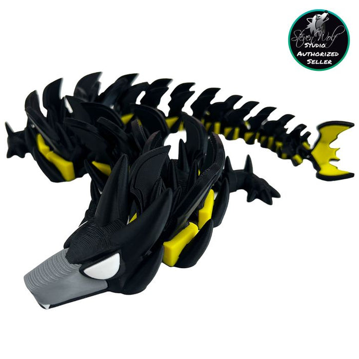 18" 3D Printed Bat Dragon – Articulated Dark Knight Dragon – Gothic Fantasy Collectible Fidget Figure