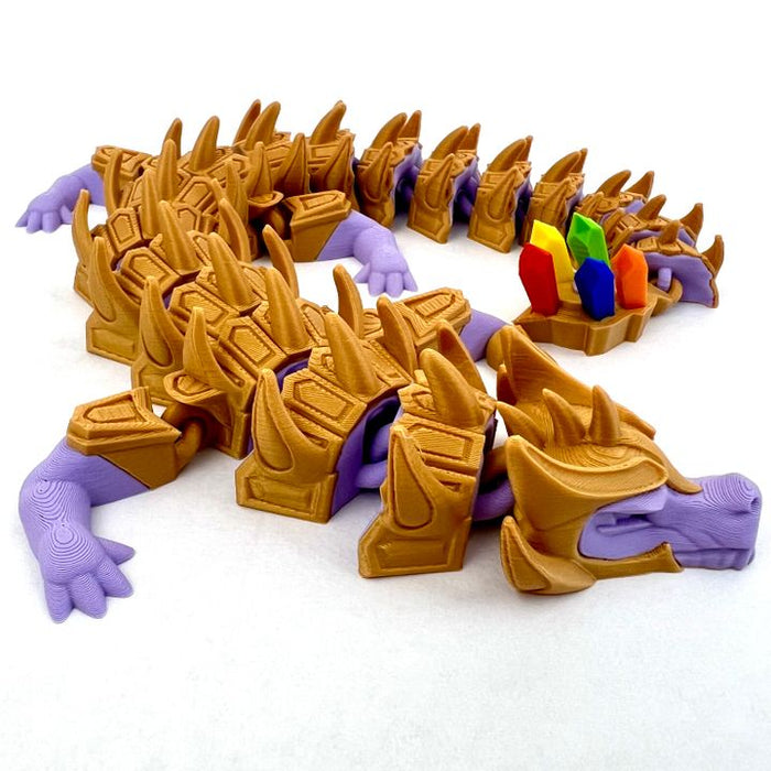 18" 3D Printed Infinity Dragon – Articulated Flexi Dragon with Infinity Gauntlet & Gem Stones – Fantasy Collectible Figure
