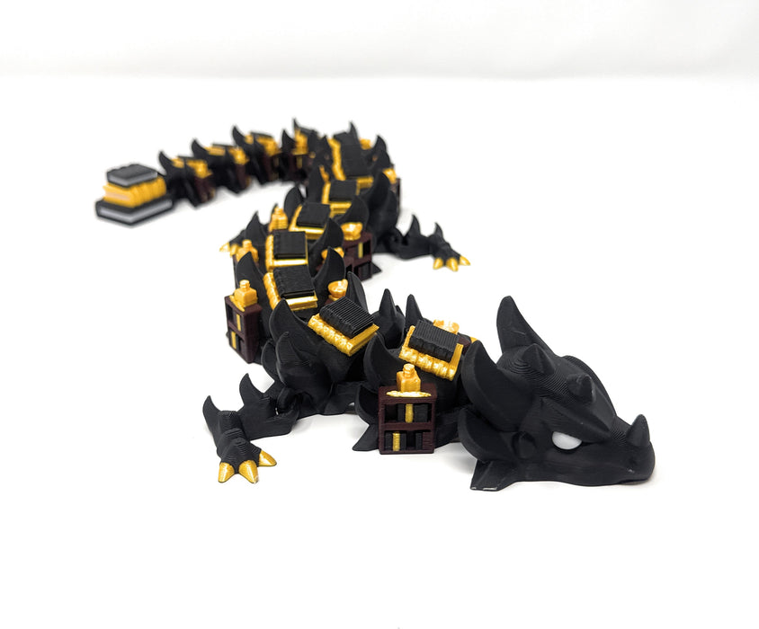18" Articulated Book Dragon – 3D Printed Fantasy Shelf Dragon Decor | Flexi Dragon Figurine Gift for Book Lovers
