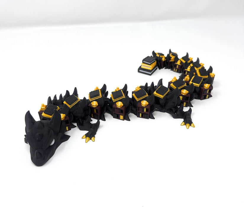 18" Articulated Book Dragon – 3D Printed Fantasy Shelf Dragon Decor | Flexi Dragon Figurine Gift for Book Lovers