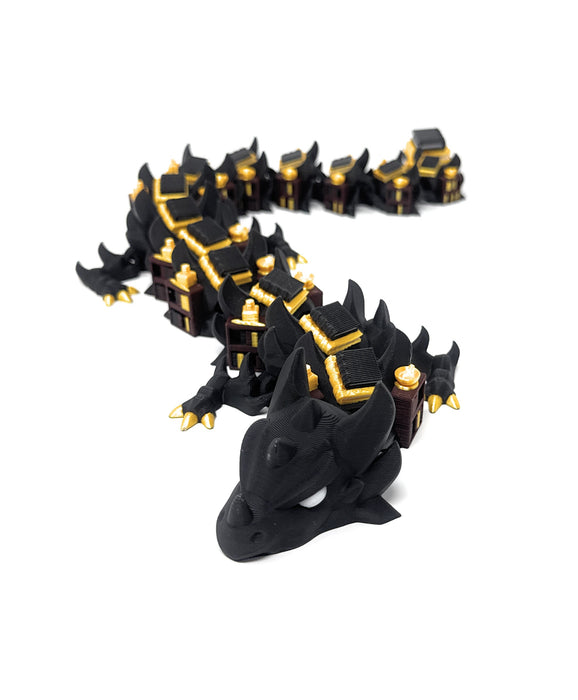 18" Articulated Book Dragon – 3D Printed Fantasy Shelf Dragon Decor | Flexi Dragon Figurine Gift for Book Lovers