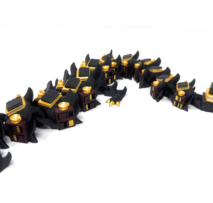 18" Articulated Book Dragon – 3D Printed Fantasy Shelf Dragon Decor | Flexi Dragon Figurine Gift for Book Lovers