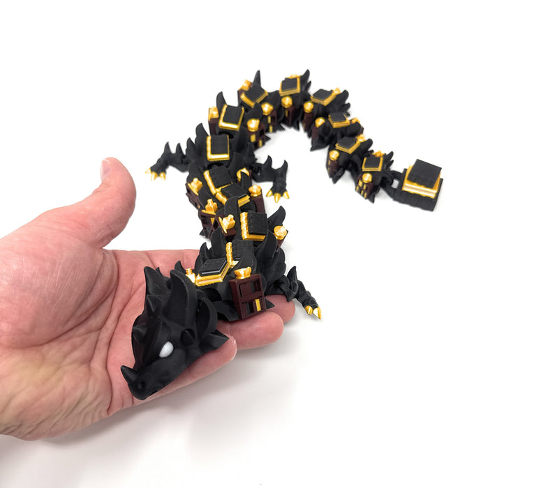 18" Articulated Book Dragon – 3D Printed Fantasy Shelf Dragon Decor | Flexi Dragon Figurine Gift for Book Lovers