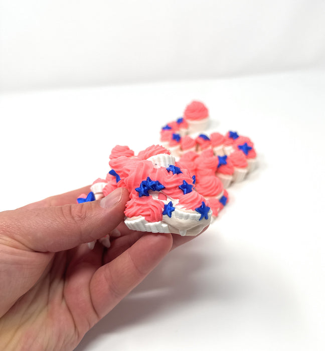 18" Cupcake Dragon – 3D Printed Articulated Fantasy Dragon Collectible with Pink Frosting & Star Accents