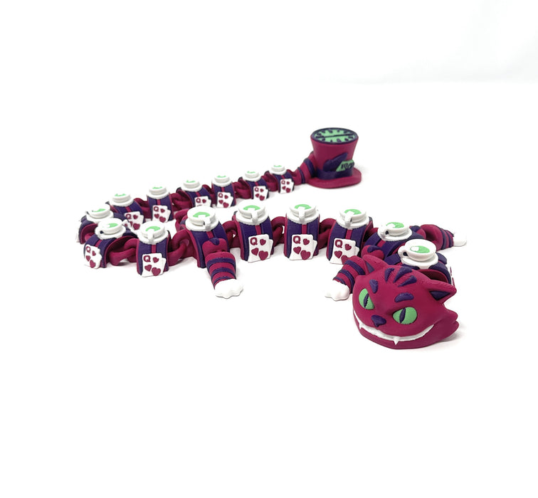 18" Cheshire Dragon – 3D Printed Articulated Fantasy Cat Dragon Collectible with Tea Party Details