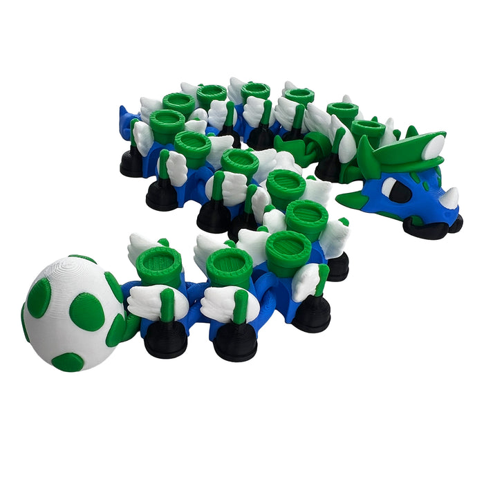 16" 3D Printed Plumber Dragon Articulated Flexi Dragon in Egg – Handcrafted Fidget Dragon Toy – Unique Plumbing Gift & Desk Companion